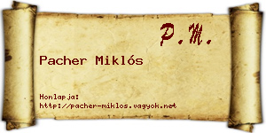 Pacher Miklós névjegykártya